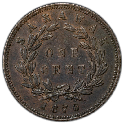 Sarawak 1870 1 Once Cent Coin - EF