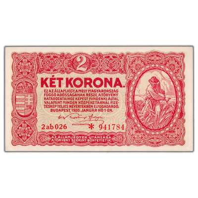 SOLD Hungary 1920 2 Korona Note P #58