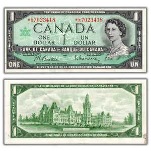 SOLD $1 1967 Bank of Canada Note *L/O Replacement Prefix Bc-45bA - Residue