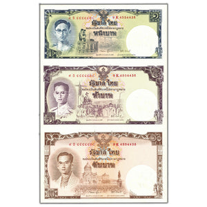 SOLD Thailand 2007 1-5-10 Baht Uncut Shhet of 3 Notes