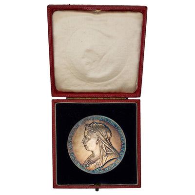SOLD Great Britain 1897 Victoria Diamond Jubilee Silver Medal 55mm In Original Box
