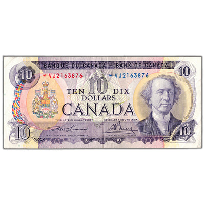 $10 1971 Bank of Canada Note *VJ Replacement Prefix BC-49cA - VF