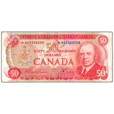 $50 1975 Bank of Canada Note *HB Replacement BC-41aA - Writing