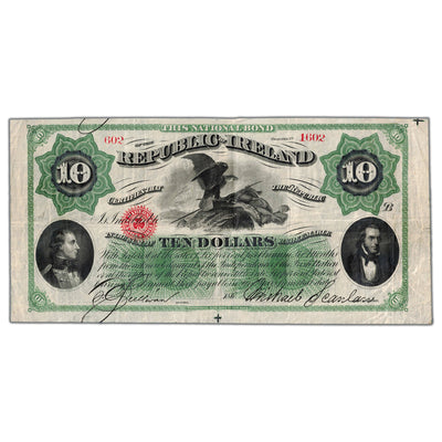 SOLD Ireland Republic 1866-1919 $10 Ten Dollars National Bond Remainder P #S102r