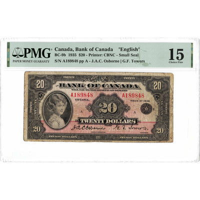 SOLD $20 1935 Bank of Canada Note English Text Small Seal BC-9b - PMG F-15