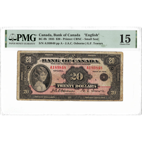 SOLD $20 1935 Bank of Canada Note English Text Small Seal BC-9b - PMG ...