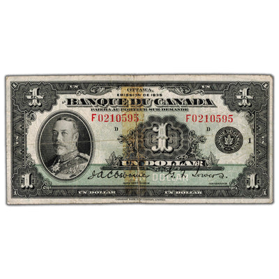$1 1935 Banque du Canada Note French Text BC-2 - Taped