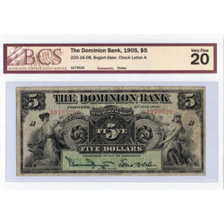 $5 1905 The Dominion Bank Canada Chartered Note #220-16-08 - BCS VF-20