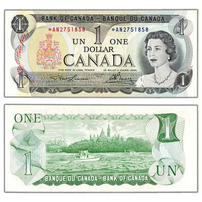 SOLD $1 1973 Bank of Canada Note *AN Replacement Prefix BC-46aA - About AU