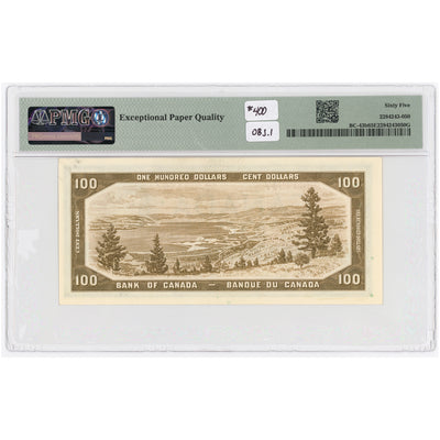 SOLD $100 1954 Bank of Canada Note Beattie-Rasminsky BC-43b - PMG Gem UNC-65 EPQ