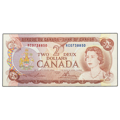 SOLD $2 1974 Bank of Canada Note Lawson-Bouey RC Prefix BC-47a - Lightly Circulated