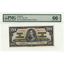 SOLD $20 1937 Bank of Canada Note Osborne Signature BC-25a - PMG Gem UNC-66 EPQ