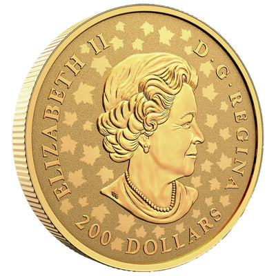 Canada 2021 $200 Piedfort Maple Leaf Celebration .9999 Pure Gold Coin