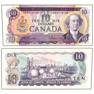 $10 1971 Bank of Canada Note Beattie-Rasminsky DB Prefix BC-49a - Offcut AU