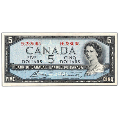 $5 1954 Bank of Canada Note Bouey-Rasminsky S/X Prefix BC-39c - EF