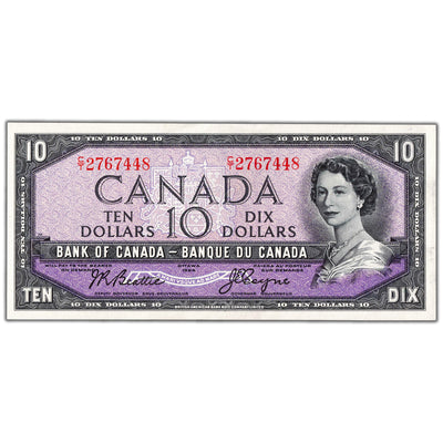 $10 1954 Bank of Canada Note Beattie-Coyne C/T Prefix BC-40a - AU-58