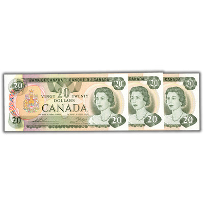 SOLD $20 1979 Bank of Canada Note Thiessen-Crow BC-54c- 3 Consecutive Ch UNC