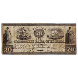 United States 1835 $20 Commercial Bank of Florida Note - Circulated