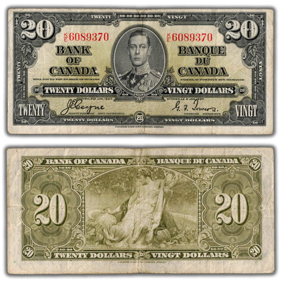 $20 1937 Bank of Canada Note Coyne-Towers K/E Prefix BC-25c - Fine+