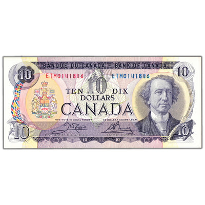 $10 1971 Bank of Canada Note Crow-Bouey ETM Prefix BC-49d - AU/UNC