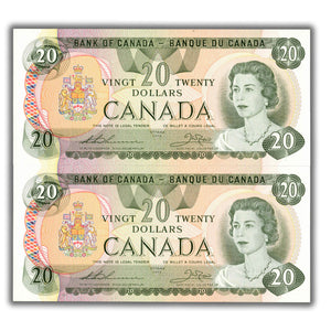 SOLD $20 1979 Bank of Canada Note Thiessen-Crow BC-54c- 2 Consecutive Ch UNC