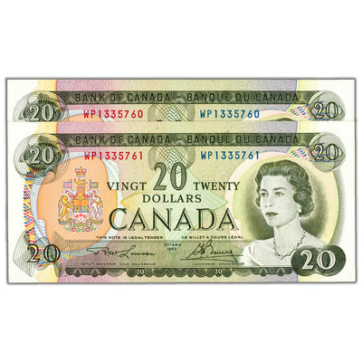 $20 1969 Bank of Canada Note Lawson-Bouey WP Prefix BC-50b - Uncirculated