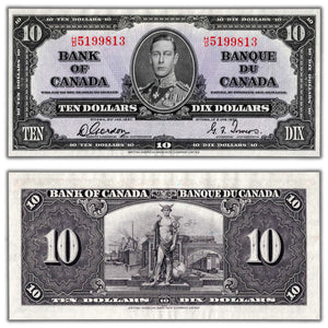 SOLD $10 1937 Bank of Canada Note Gordon-Towers H/D Prefix BC-24b - EF