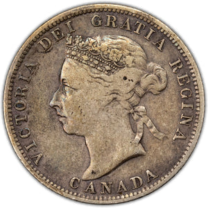 SOLD Canada 1892 25 Cents Quarter Silver Coin - F-12