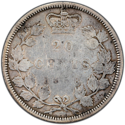 Canada 1858 20 Cents Silver Coin One Year Type! - Very Good
