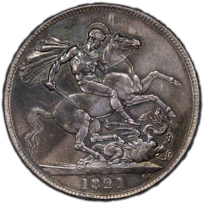 SOLD Great Britain 1821 One Crown Silver Coin - Old Cleaning