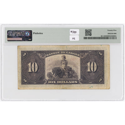 SOLD $10 1935 Banque Du Canada Note French Text BC-8 - PMG VF-25