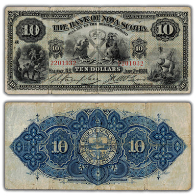SOLD $10 1924 Bank of Nova Scotia Canada Chartered Note CH #550-18-18 - Rounded Corners