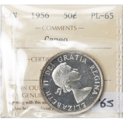 SOLD Canada 1956 50 Cents Half Dollar Silver Coin - ICCS PL-65 Cameo