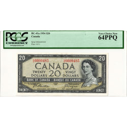 $20 1954 Bank of Canada Note Beattie-Coyne E/E Prefix BC-41a - PCGS Ch UNC-64 PPQ