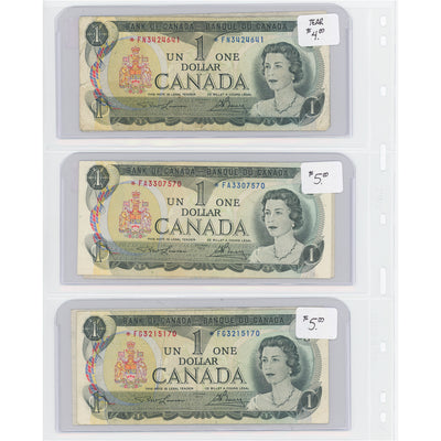 $1 1973 Bank of Canada Notes Replacements - Lot of 6 - Retail $32