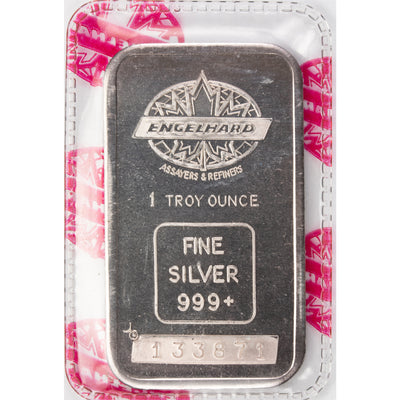SOLD Engelhard Maple Leaf 1oz .999 Fine Silver Bar - Sealed With Red Logo Design