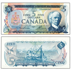 SOLD $5 1972 Bank of Canada Note Lawson-Bouey CX Prefix BC-48b - Ch UNC