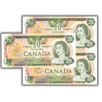 SOLD $20 1979 Bank of Canada Note Crow-Bouey BC-54b-i - 3 Consecutive Ch UNC