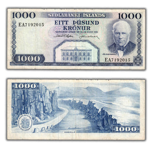 SOLD Iceland 1961 1000 Kronur Note P #46a(6)