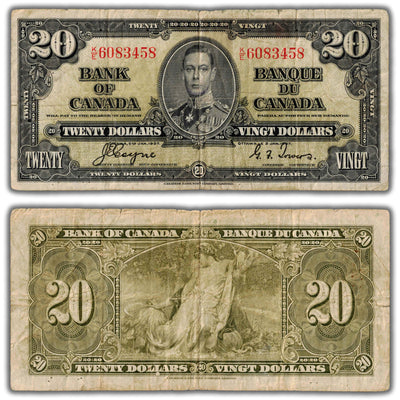 $20 1937 Bank of Canada Note Coyne-Towers K/E Prefix BC-25c - Circulated
