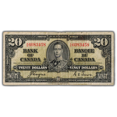$20 1937 Bank of Canada Note Coyne-Towers K/E Prefix BC-25c - Circulated