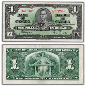 SOLD $1 1937 Bank of Canada Note Coyne-Towers E/N Prefix BC-21d - About EF
