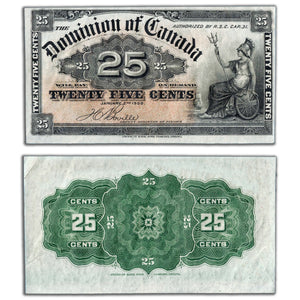SOLD 25 Cents 1900 Dominion of Canada Note Shinplaster Boville DC-15b - VF/EF