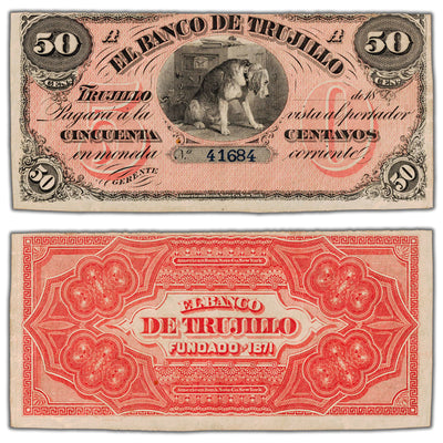 SOLD Peru El Banco de Trujillo ND (1872) 50 Centavos Remainder Note P #S401r - EF