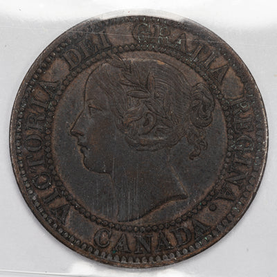 SOLD Canada 1858 1 Large Cent Coin - First Year of Issue - ICCS AU-50
