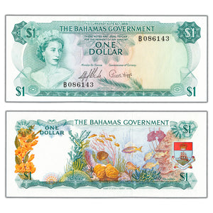 SOLD Bahamas 1965 $1 One Dollar Note P #18a - AU/UNC