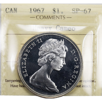 SOLD Canada 1967 $1 Silver Dollar Coin - ICCS Specimen SP-67 Heavy Cameo