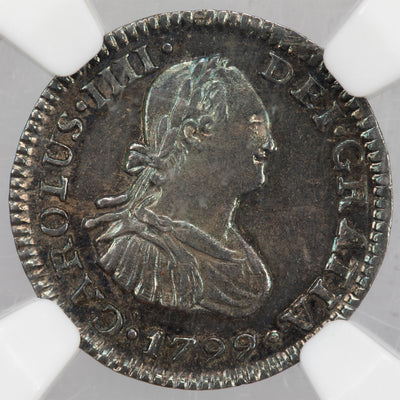 SOLD Mexico 1799 Mo-FM 1/2 Half Real Silver Coin - NGC MS-63