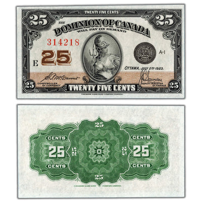 SOLD 25 Cents 1923 Dominion of Canada Shinplaster Note DC-24c - Uncirculated