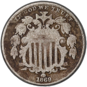 SOLD United States 1869 5 Cents Shield Nickel Coin - Corrosion